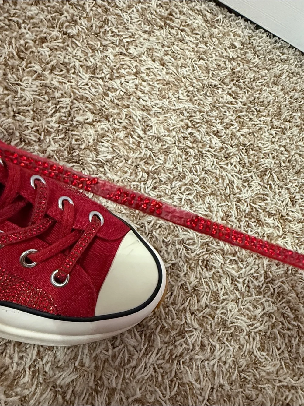 Steve Madden Red Glitter High-Top Platform Sneaker